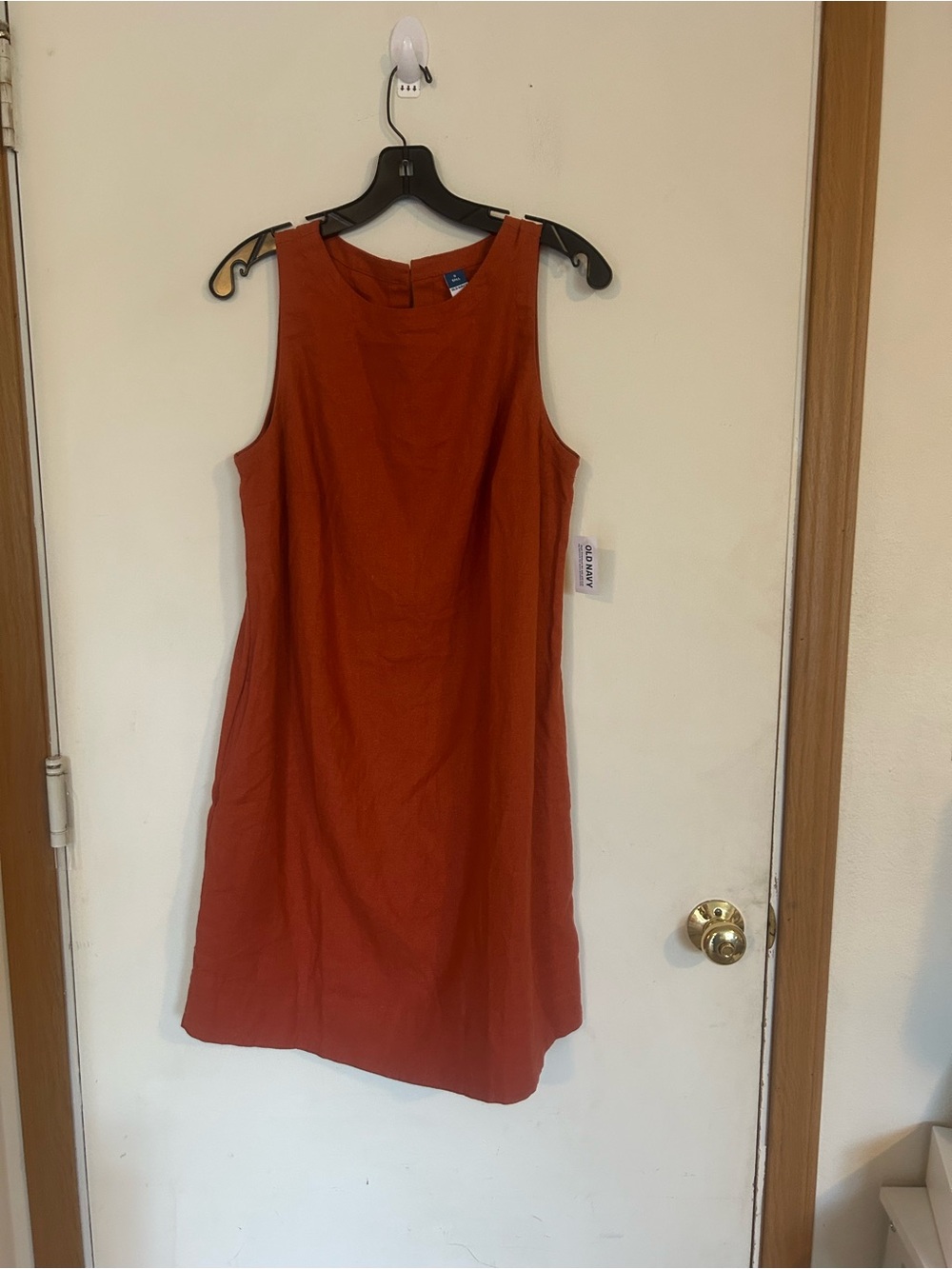 NWT Old Navy Rust orange Shift Dress Size Small Tall Linen Blend